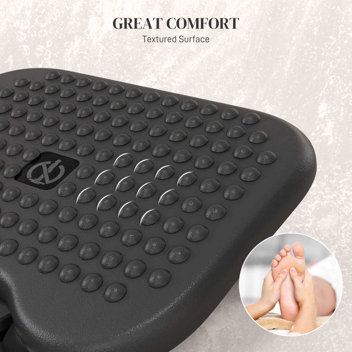 HOMCOM Adjustable Height Foot Rest with Textured Massage Surface, Black