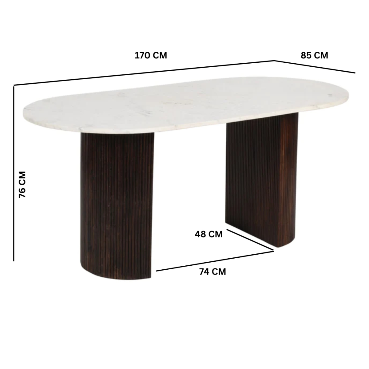 Opal Mango Wood Dining Table 170Cm With Marble Top