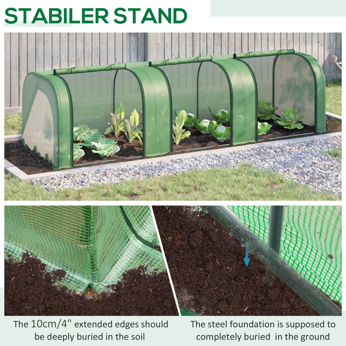 Outsunny Tunnel Greenhouse with Steel Frame and Zipped Roll-Up Doors