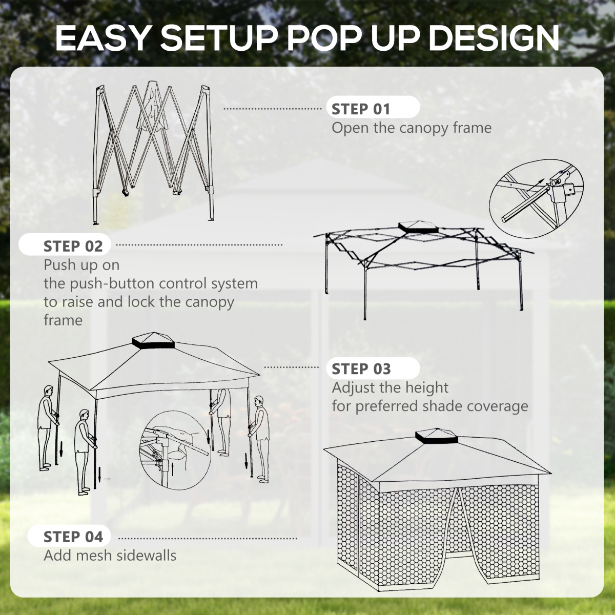 Outsunny Garden Folding Pop Up Gazebo Tent with Metal Frame, Dark Grey