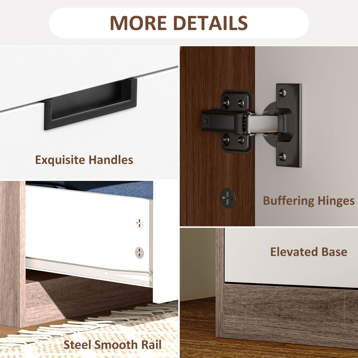 HOMCOM 2-Door Brown Wardrobe with 3 Drawers and Hanging Rod