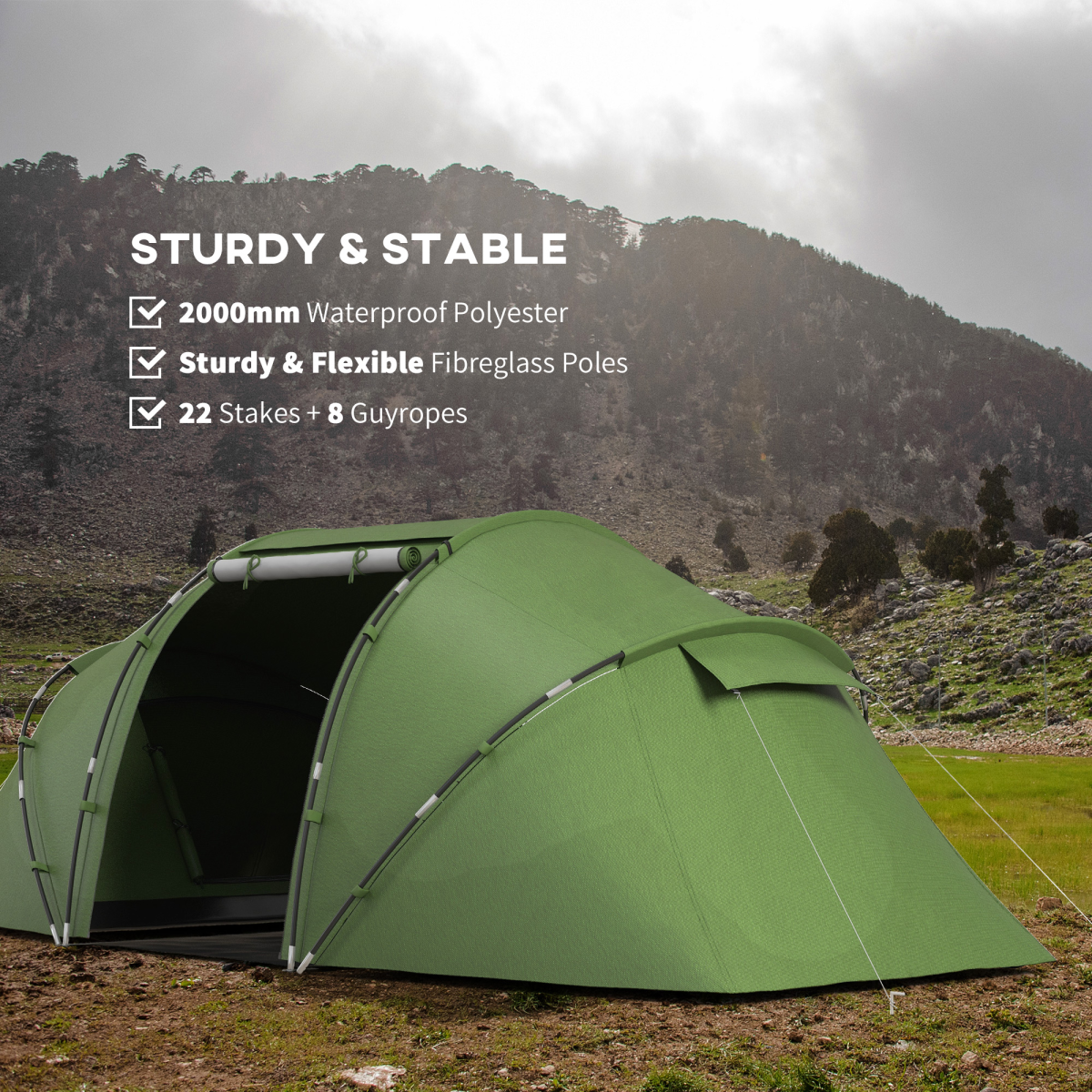 Outsunny 4-6 Person Dome Camping Tent for Family Travel, Hiking and Fishing