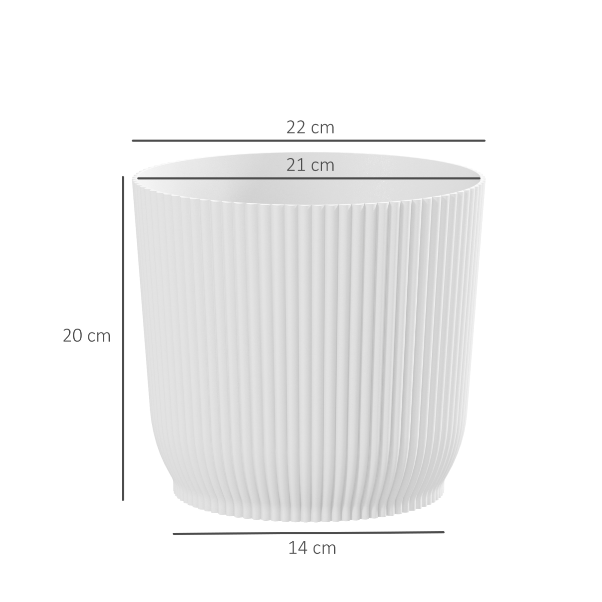 Outsunny Set of 2 Stackable Round Plant Pots, White, 22cm