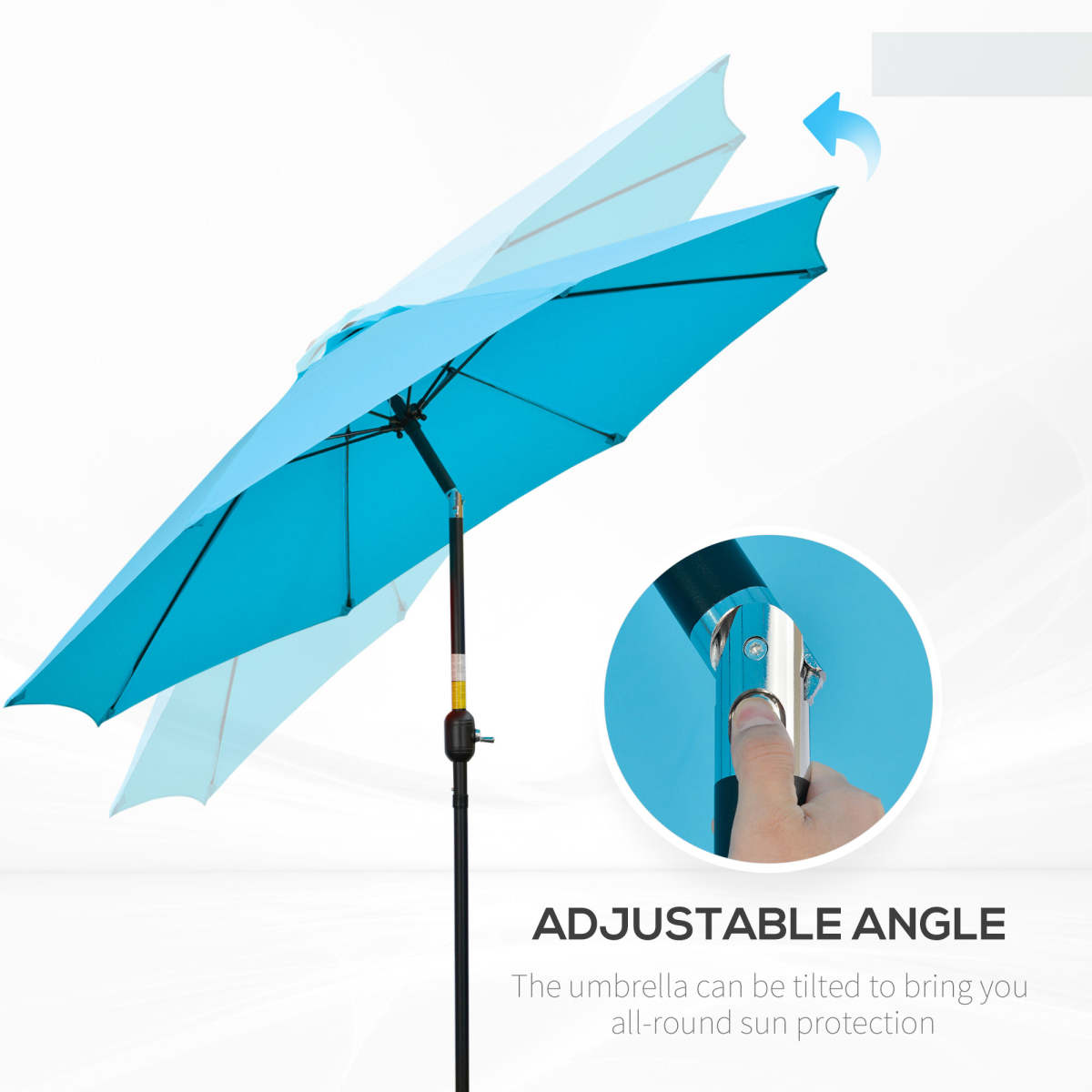 Outsunny 2.63m Tilting Patio Umbrella with Crank, Blue