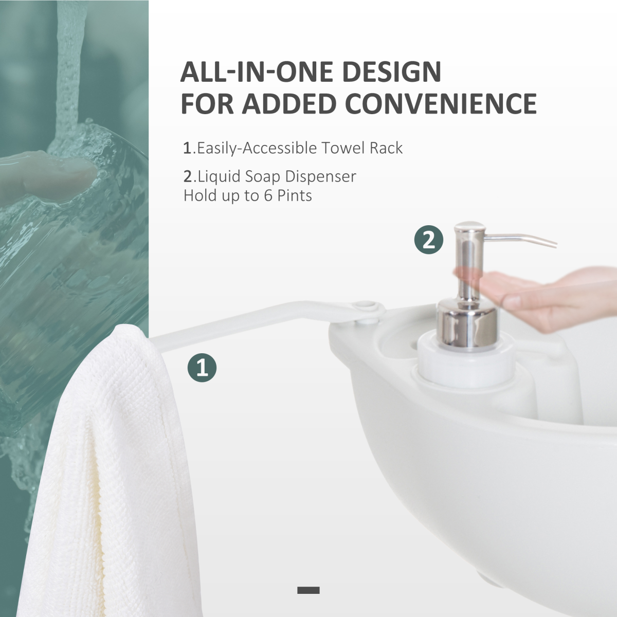 Portable Hand Wash Sink with 17L Water Tank, 24L Recovery Tank, Foot Pump, Soap Dispenser, Towel Holder and Wheels