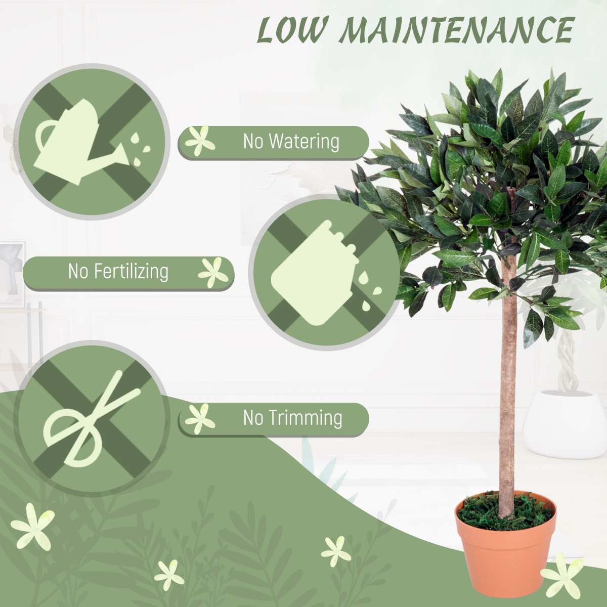 Outsunny Artificial Olive Tree Plant, 90 cm, Realistic Decor