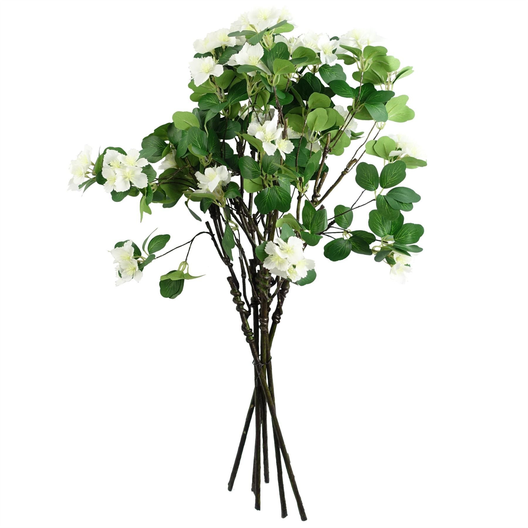 Leaf Pack of 6 White Artificial Flower Foliage Sprays, 60cm, Wired Stems
