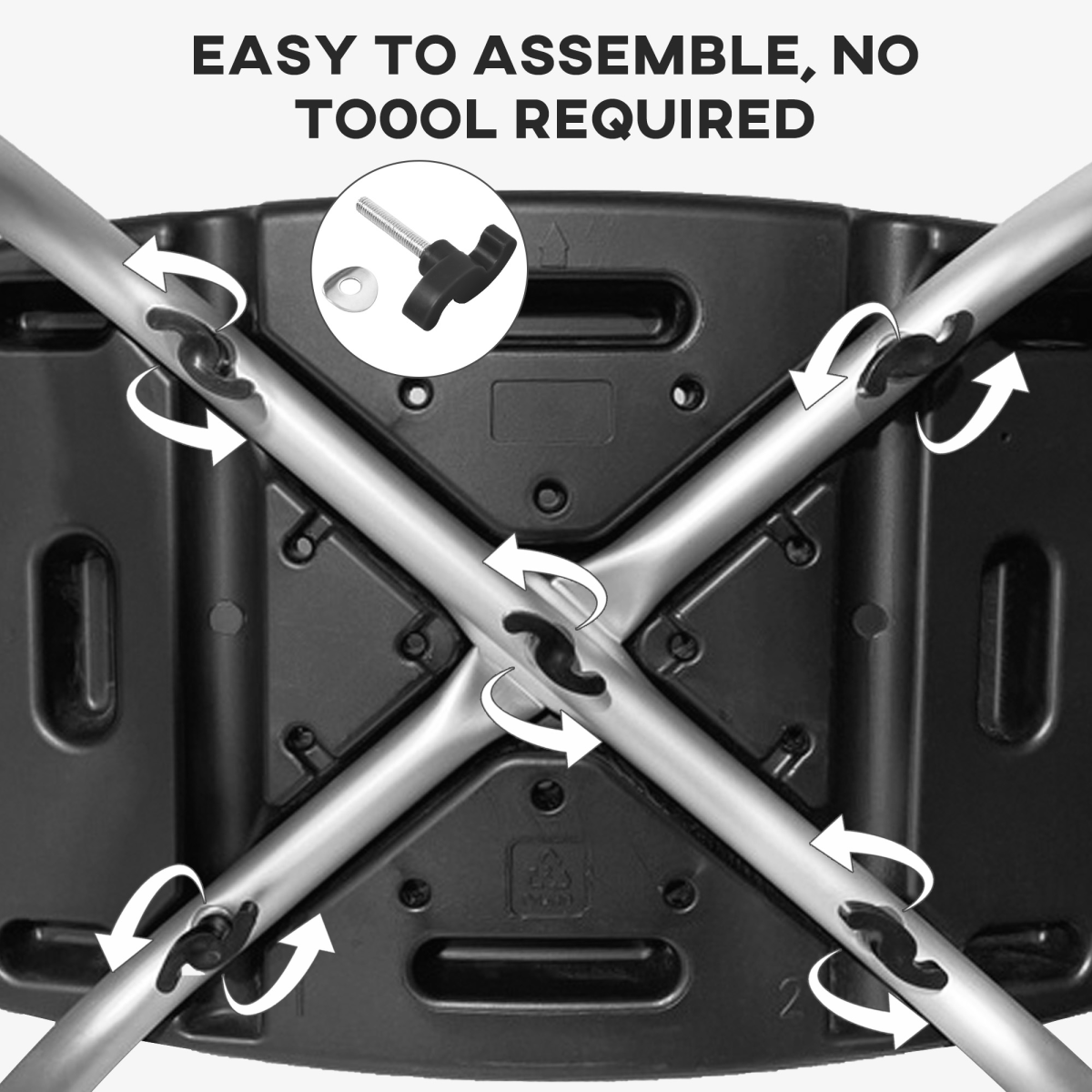 HOMCOM Adjustable Height Non-Slip Aluminium Shower Stool, Black