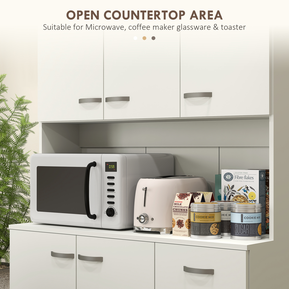 HOMCOM Freestanding Kitchen Storage Cabinet with Doors and Drawer, Cream White