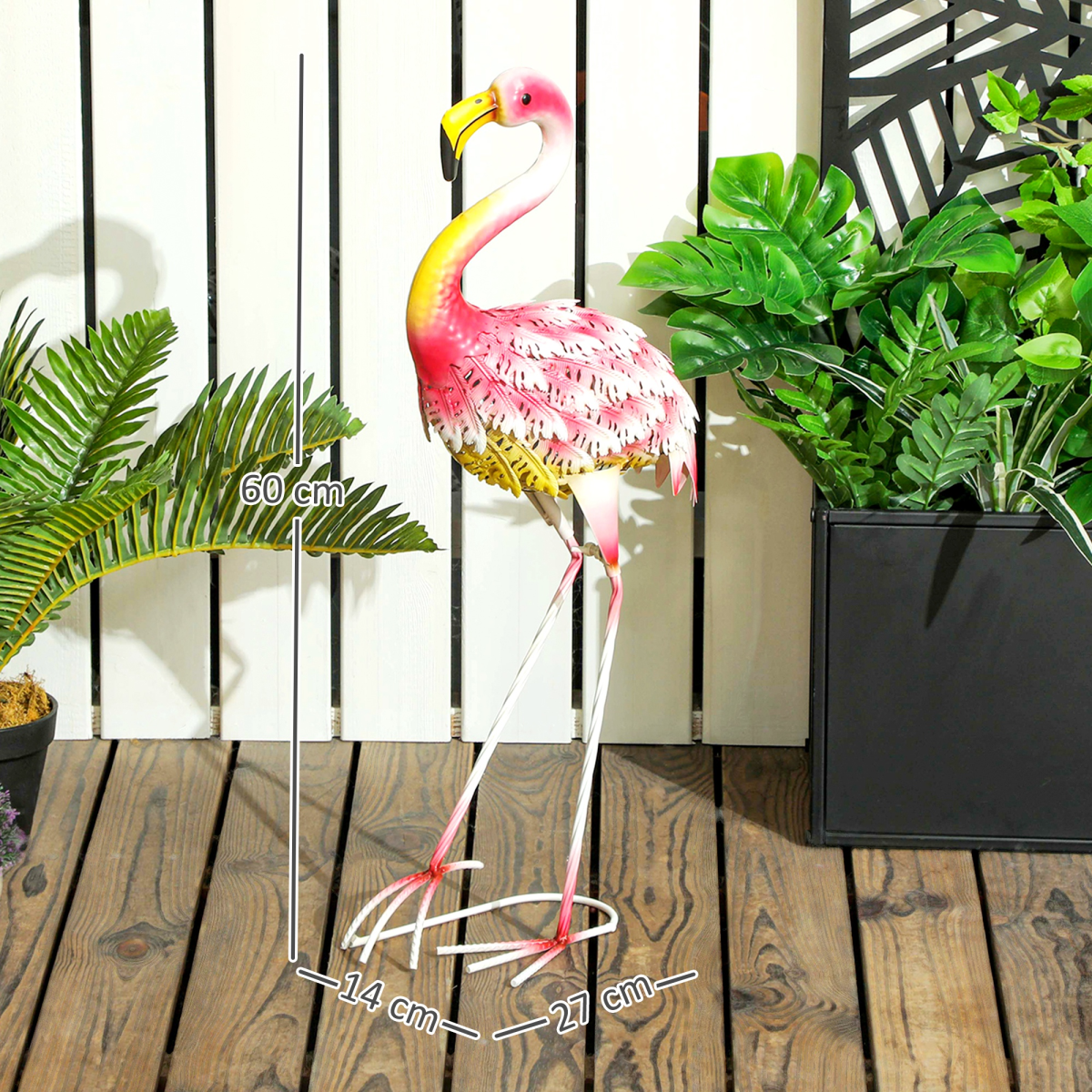 Outsunny Metal Flamingo Garden Ornament with Stakes