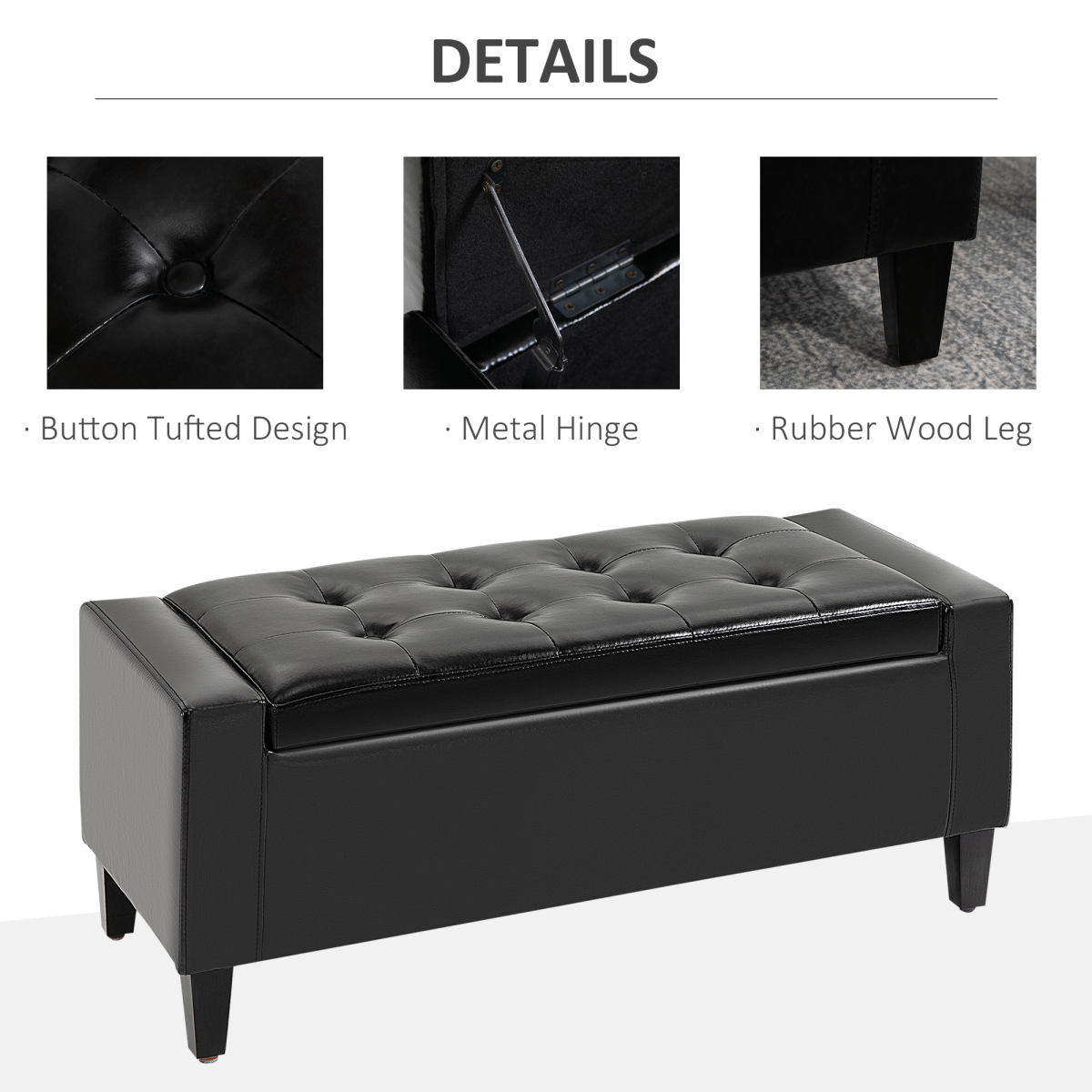 HOMCOM Faux Leather Tufted Storage Ottoman Bench with Lift-Top