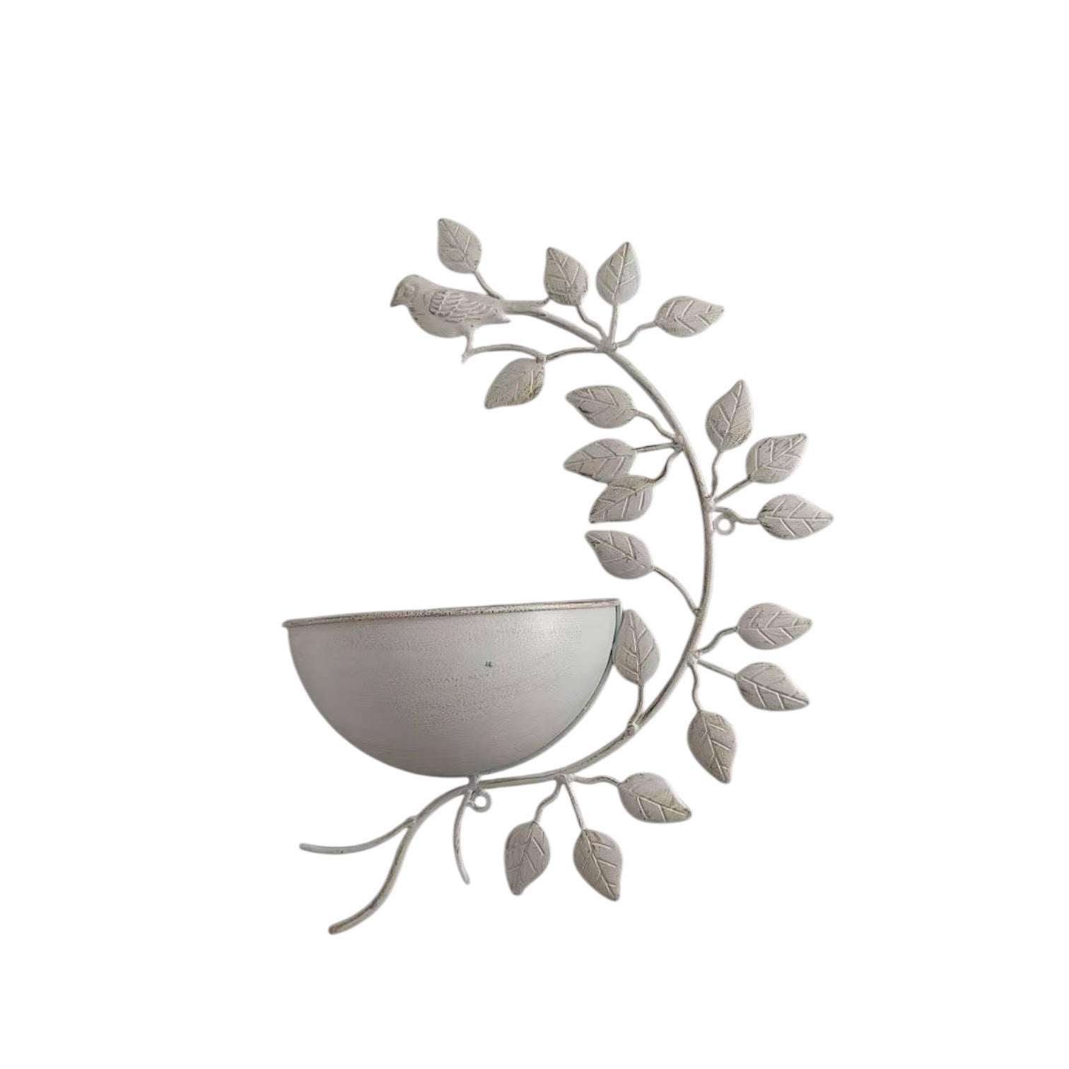 MSL 42cm Cream Metal Garden Planter Quirky Plant Pot