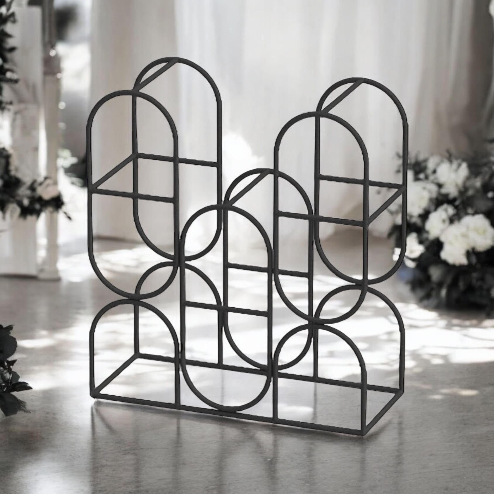 MSL 14 Inch Black Cast Iron Effect 8 Bottle Wine Rack