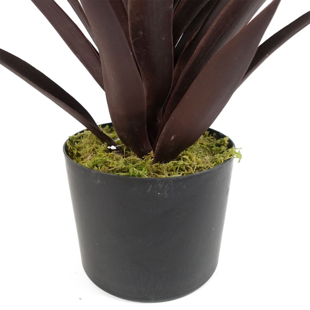 Leaf 85cm Dark Red Artificial Yucca Plant in Black Plastic Pot