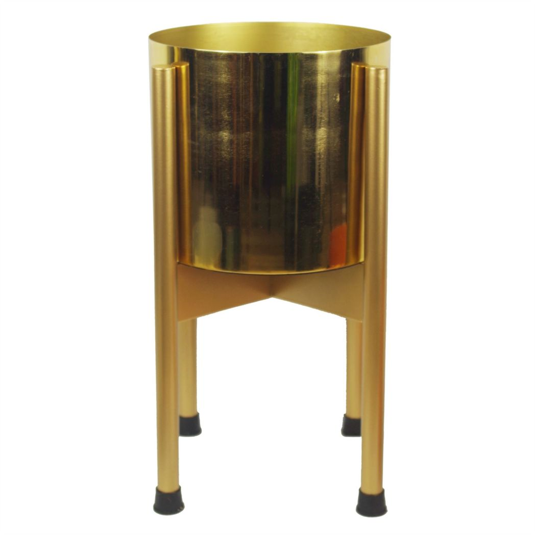 Leaf Handmade Metal Planter with Polished Gold Finish 20 x 18cm