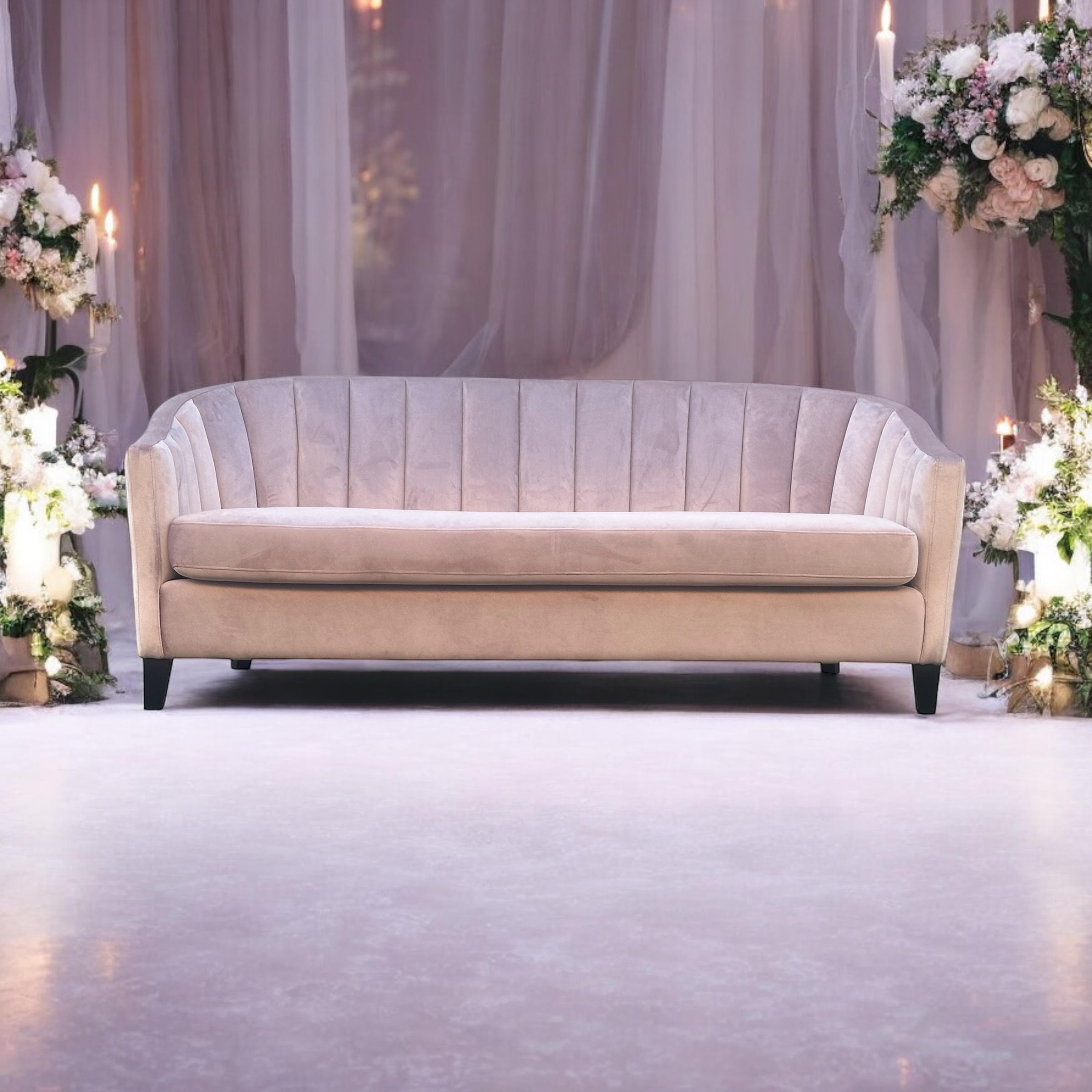 MSL 189cm 3 Seater Pink Velvet Sofa