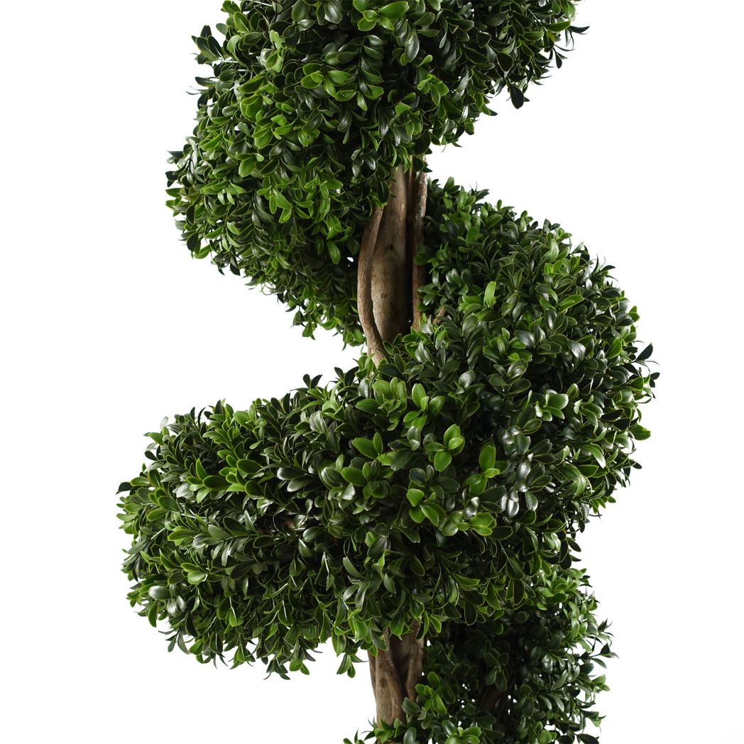 Leaf 120cm Spiral Buxus Artificial Tree UV Resistant Outdoor Topiary in Weighted Pot