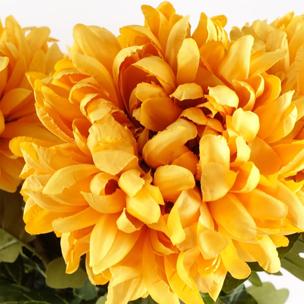 Pack of 6 x 75cm Extra Large Orange Reflex Chrysanthemum Silk Flowers