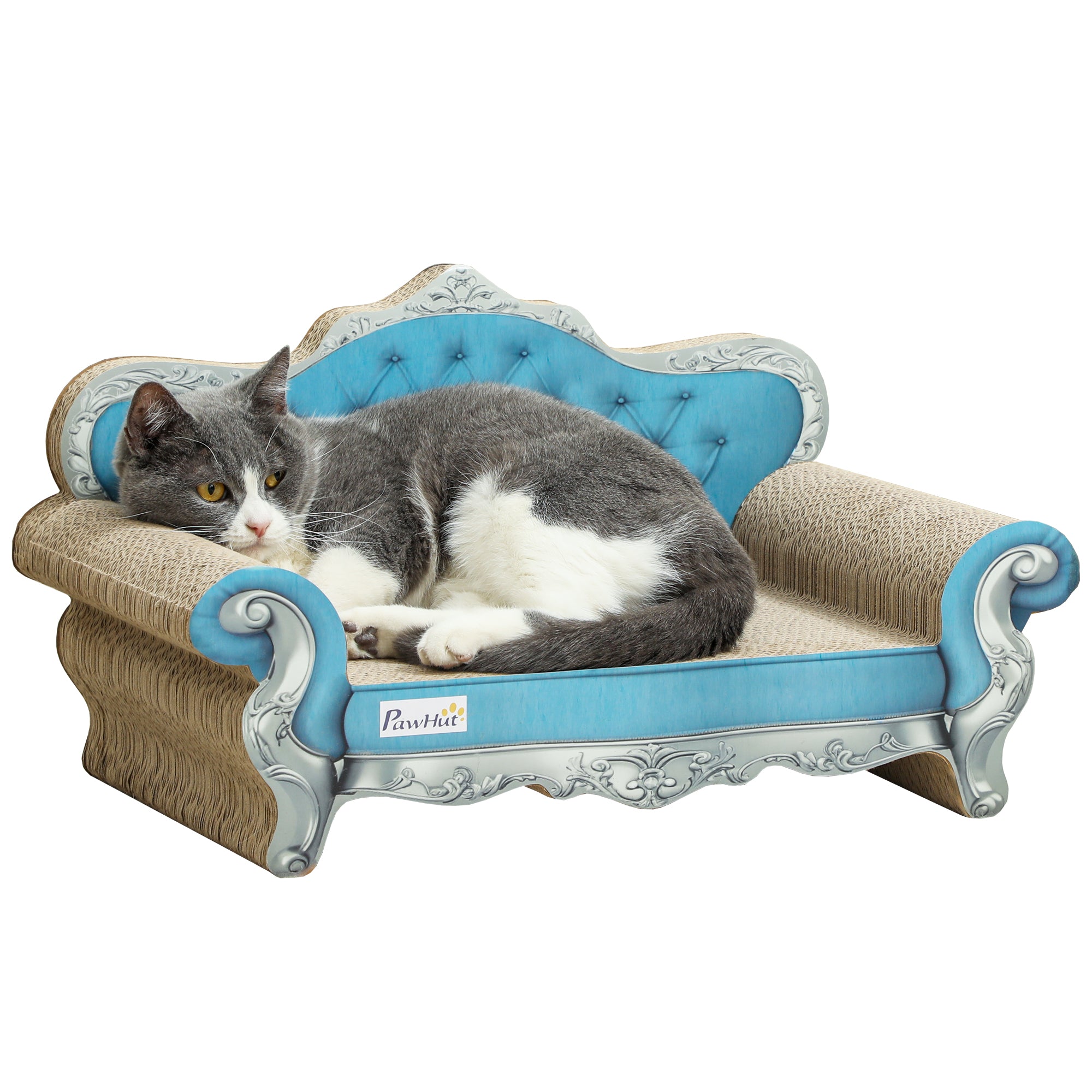 PawHut 2-in-1 Cardboard Cat Scratching Board and Sofa Bed with Catnip for Indoor Cats