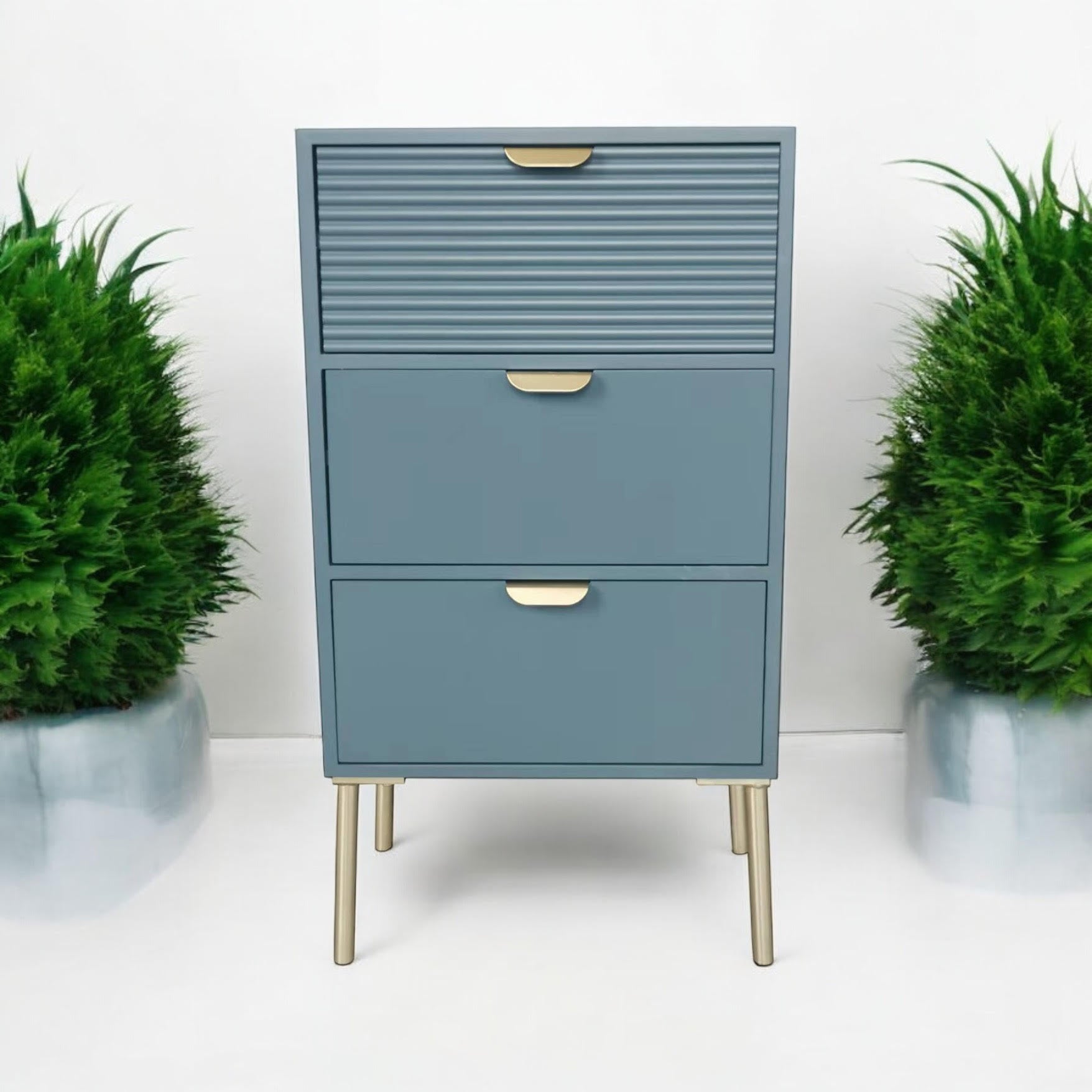 MSL 75cm Blue Wooden 3 Drawer Chest of Drawers