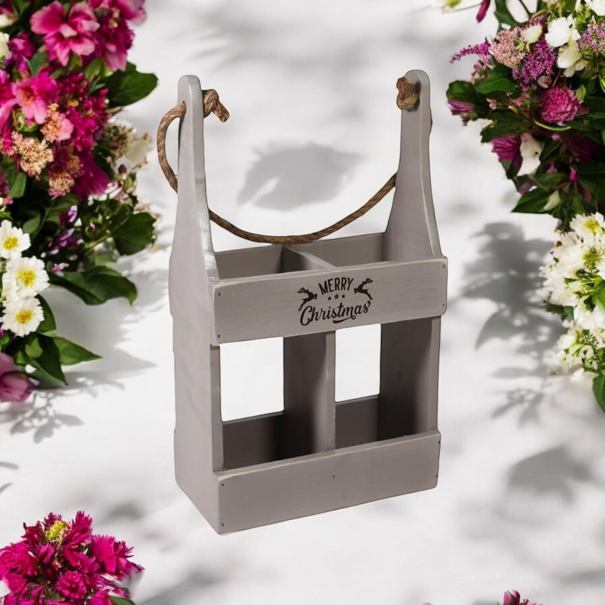 MSL 39cm Rustic Grey Hand Finished 2 Bottle Wine Holder