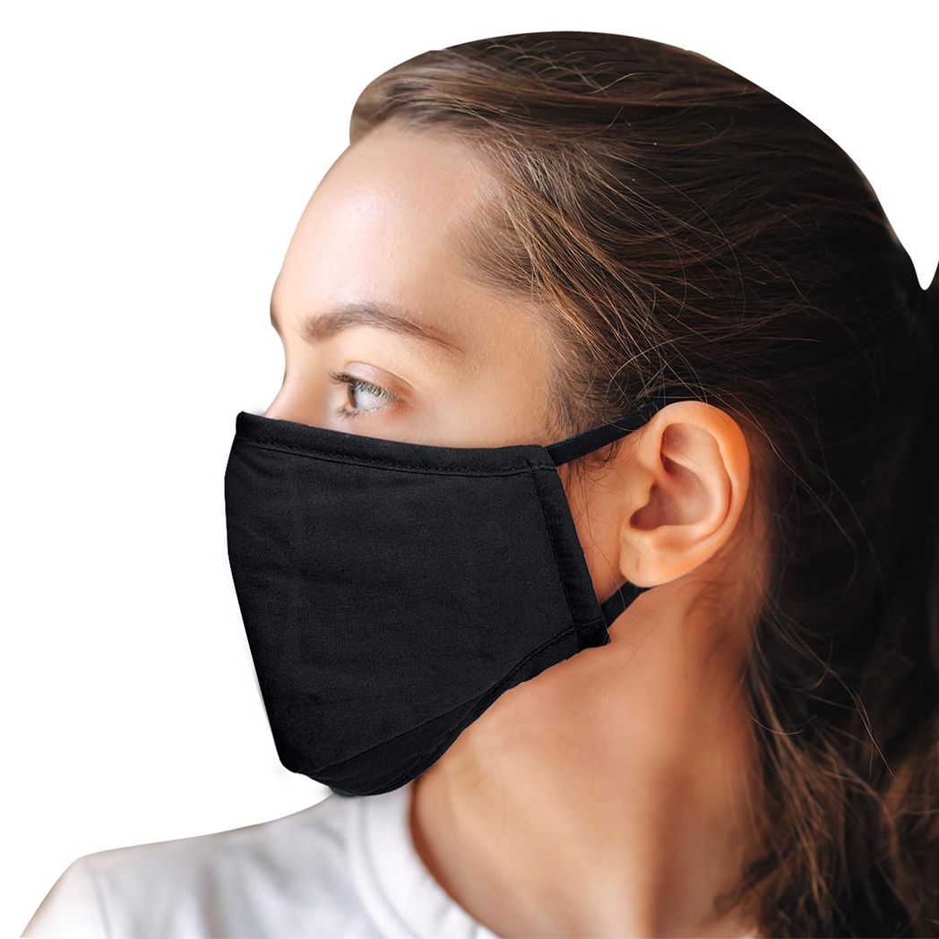 Termin8 Triple Layer Reusable Cotton Face Mask with Activated Charcoal Filter Pocket and Nose Pin, Machine Washable - Black