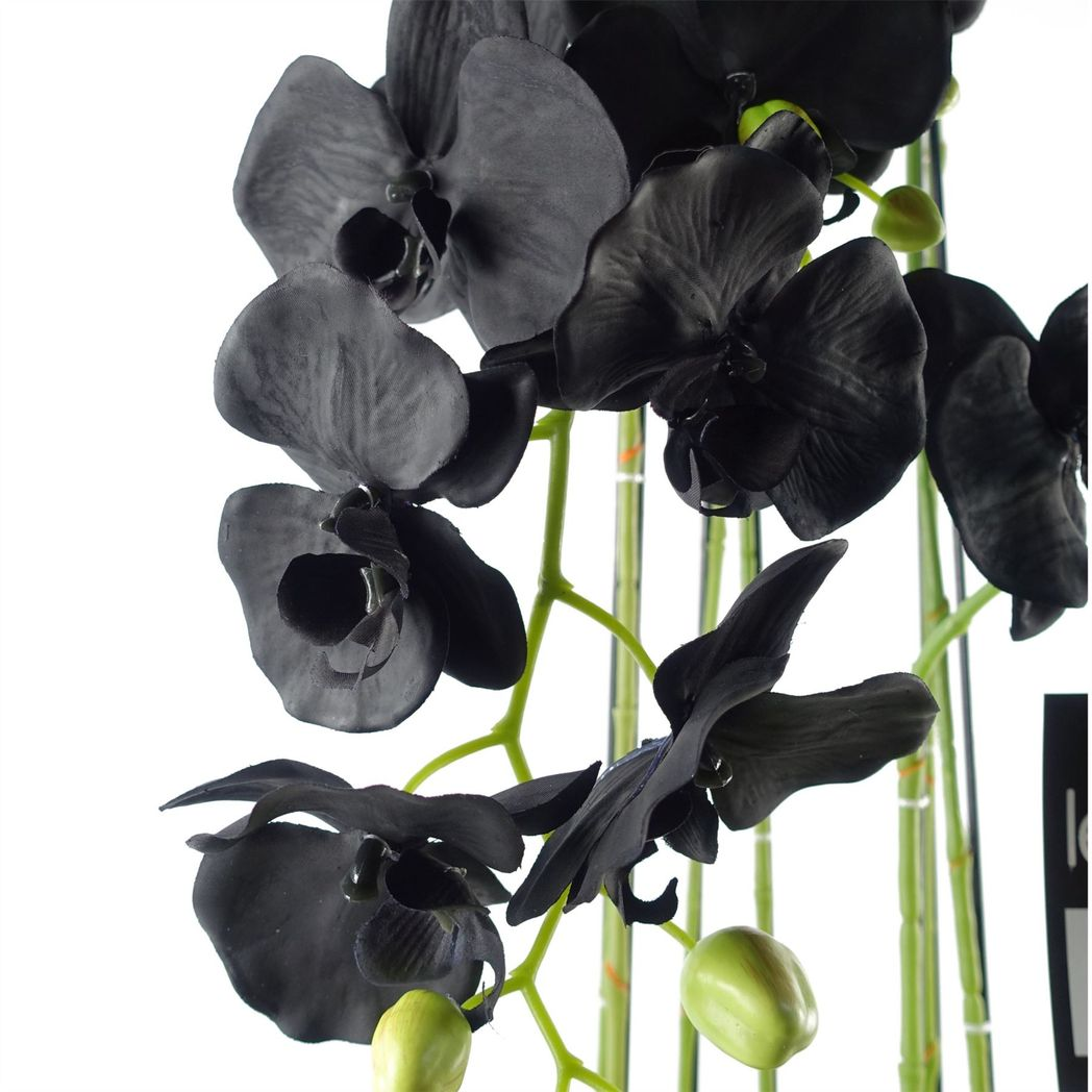 Leaf 110cm Large Black Artificial Orchid Plant with 41 Real Touch Flowers