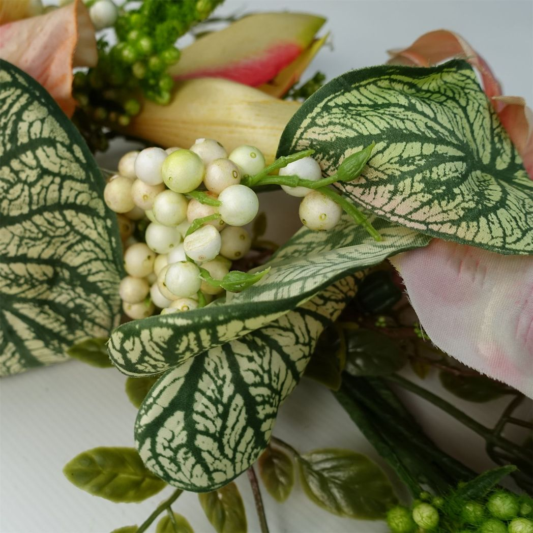 Leaf 60cm Large Artificial Pink Blossom Wreath