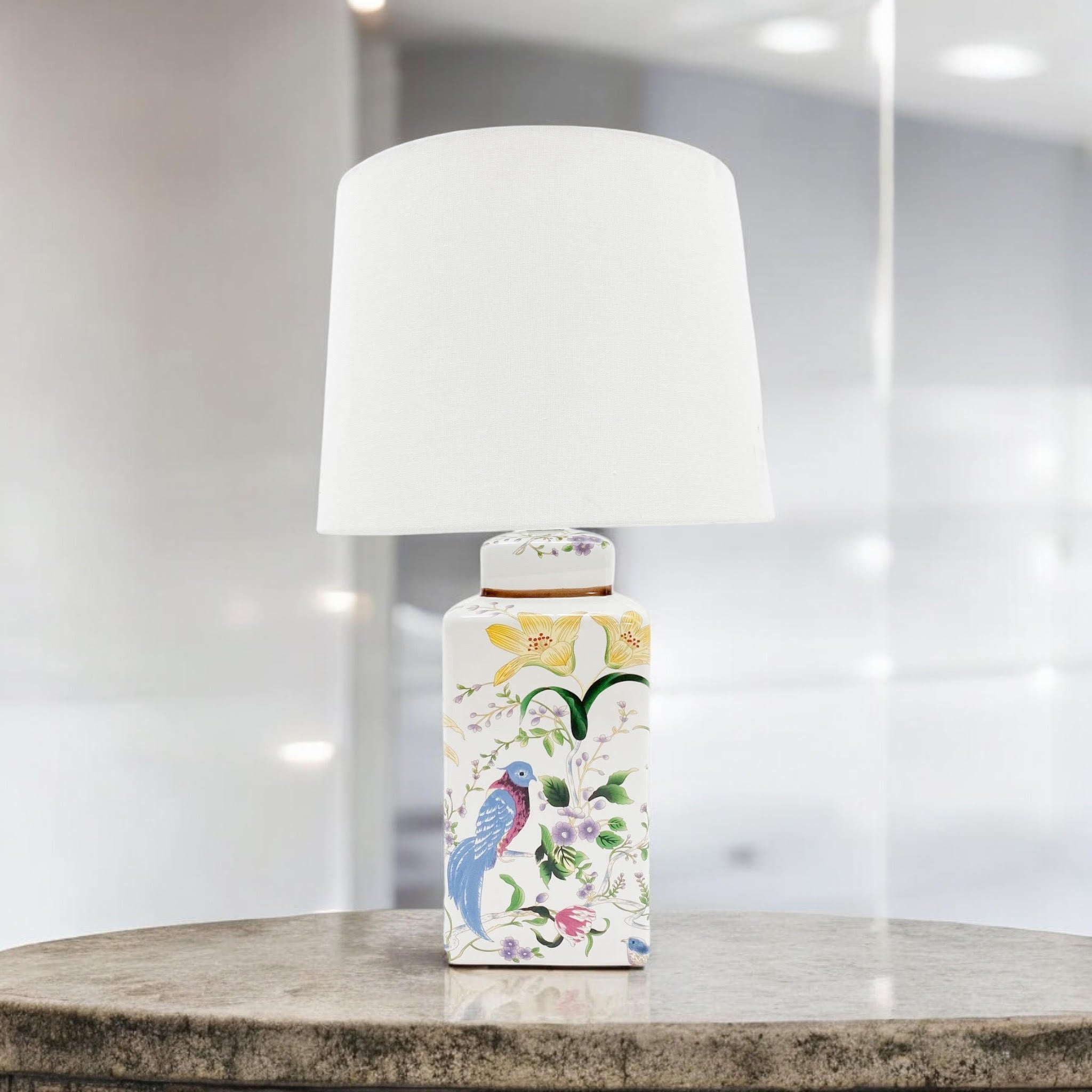 MSL 41cm Traditional Ceramic Table Lamp with Shade, Inline Rocker Switch, Double Insulated