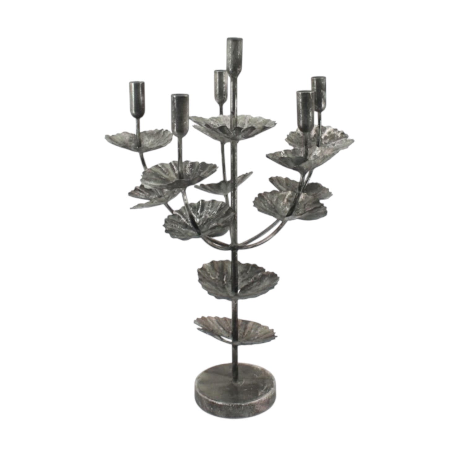 MSL 57cm Silver Hand-Finished Metal Candle Holder