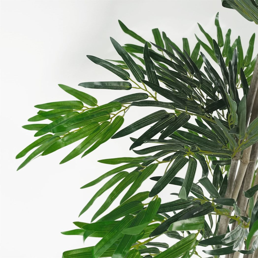Leaf 180cm 6ft Artificial Bamboo Tree Natural Green in Black Pot