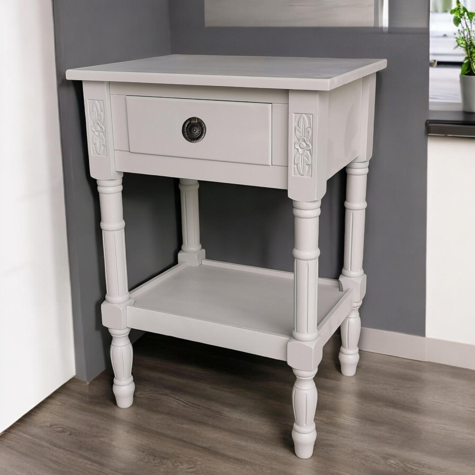 MSL 65cm Hand Finished 1 Drawer Side Table Bedside Table
