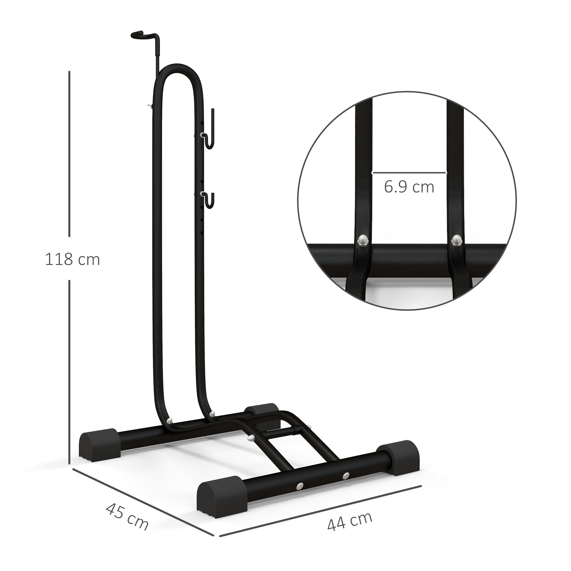 SPORTNOW Vertical & Horizontal Bike Rack for 6-28 in & 700c Bikes, Black