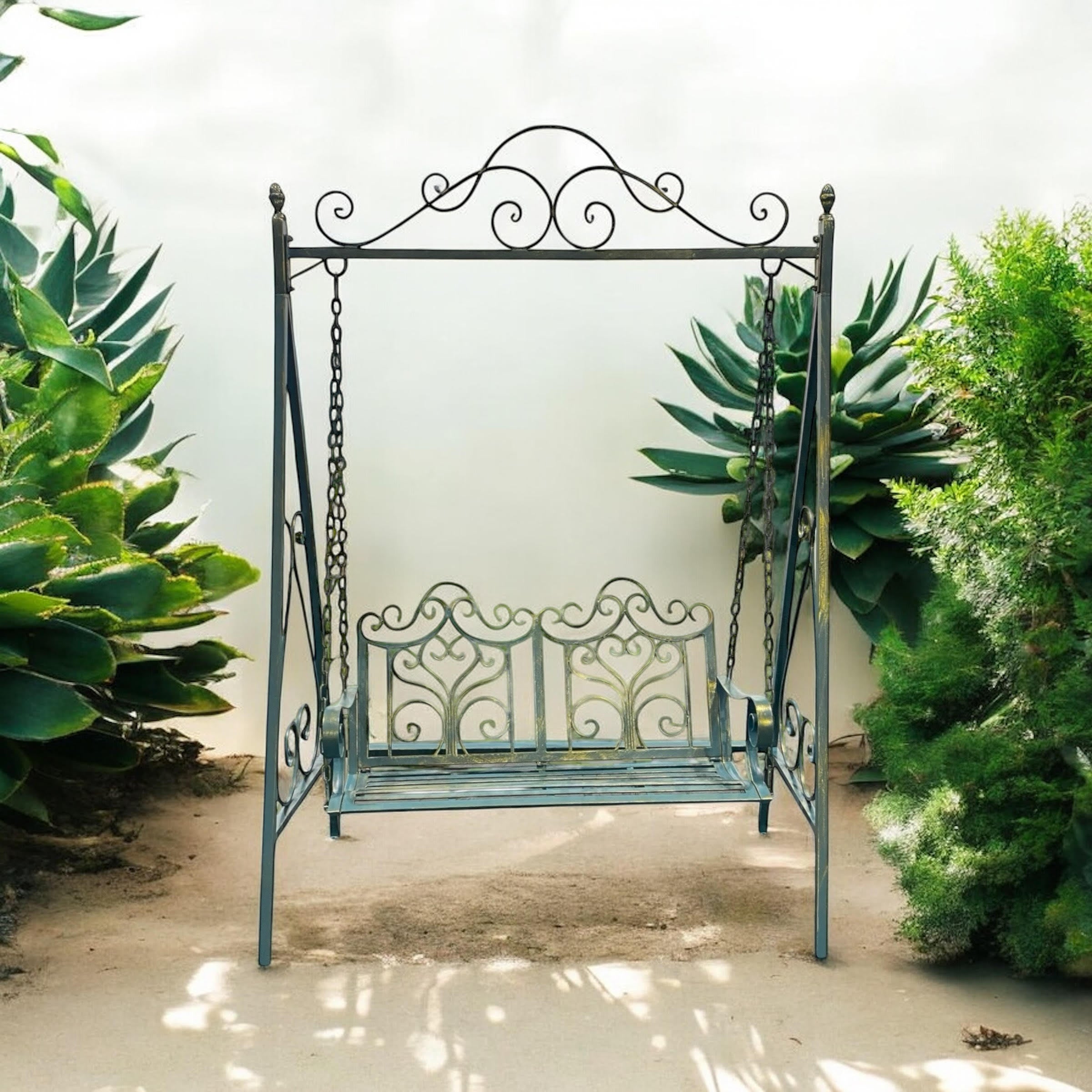 MSL Blue and Gold Metal Swing Bench