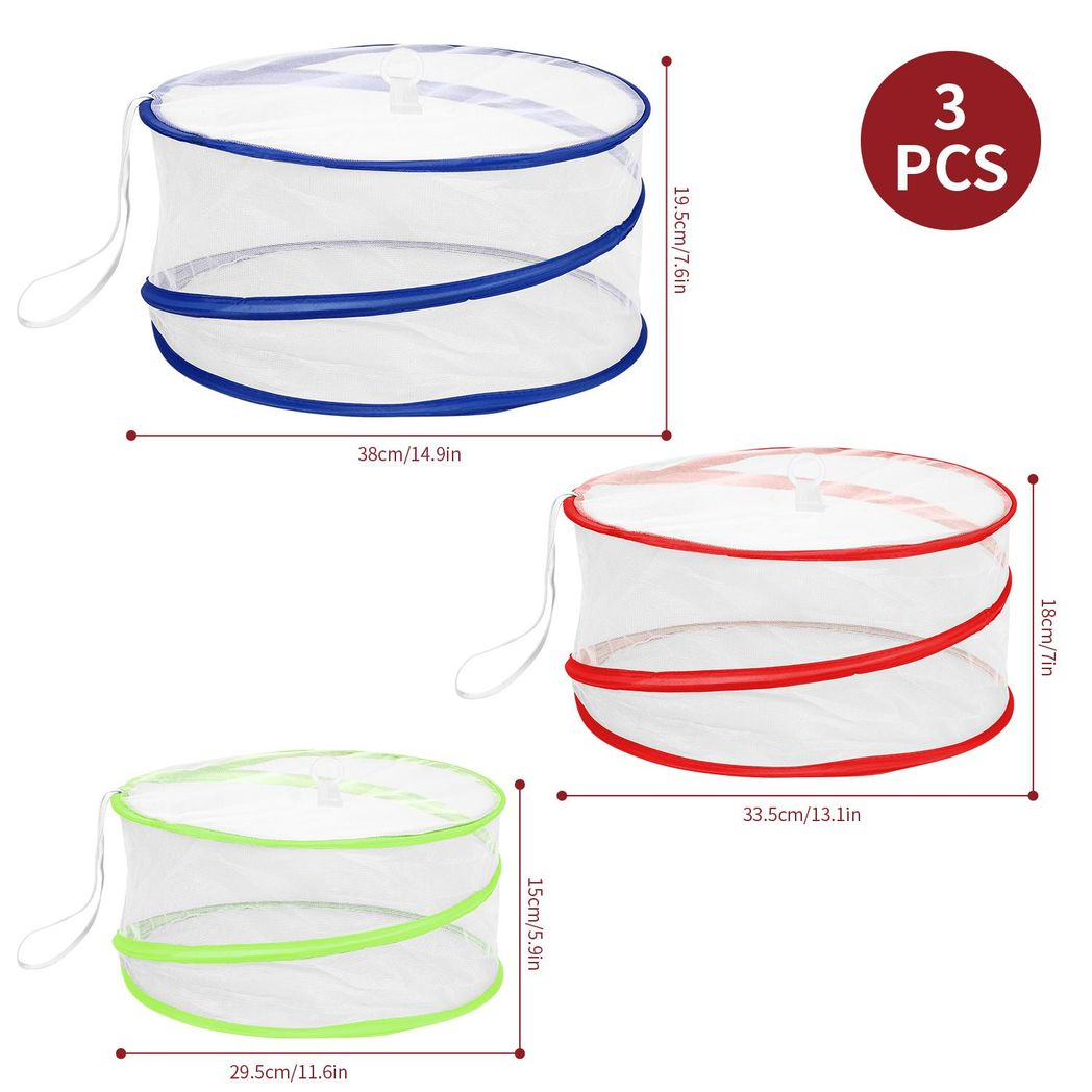 Vinsani Set of 3 Pop Up Food Covers, Fine Mesh Collapsible Dome Food Tent Set