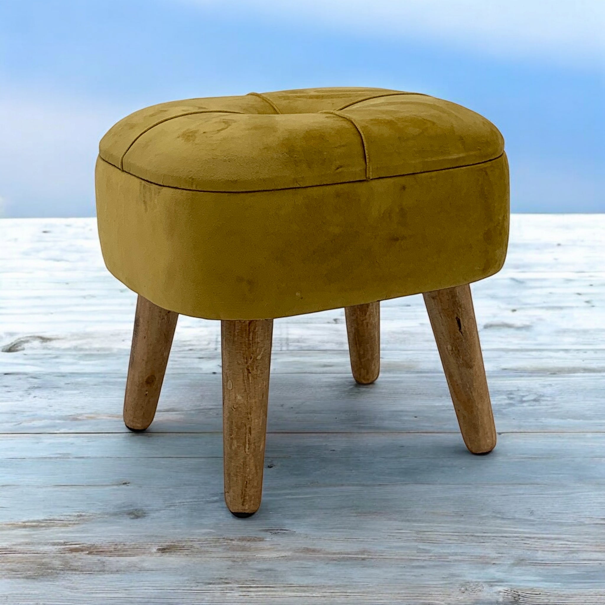 MSL Yellow Velvet Stool