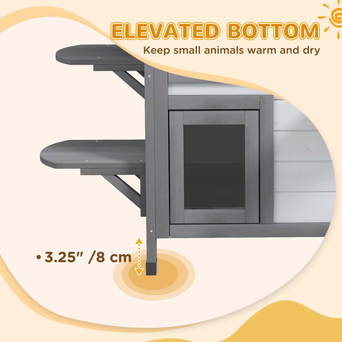 PawHut Wooden Cat Condo with Openable Roof, Indoor/Outdoor, White