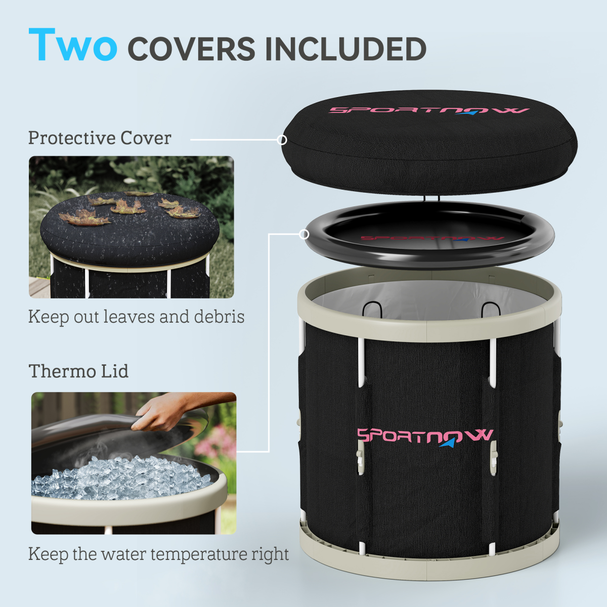 SPORTNOW 210L Portable Ice Bath Tub for Cold Water Therapy, Black