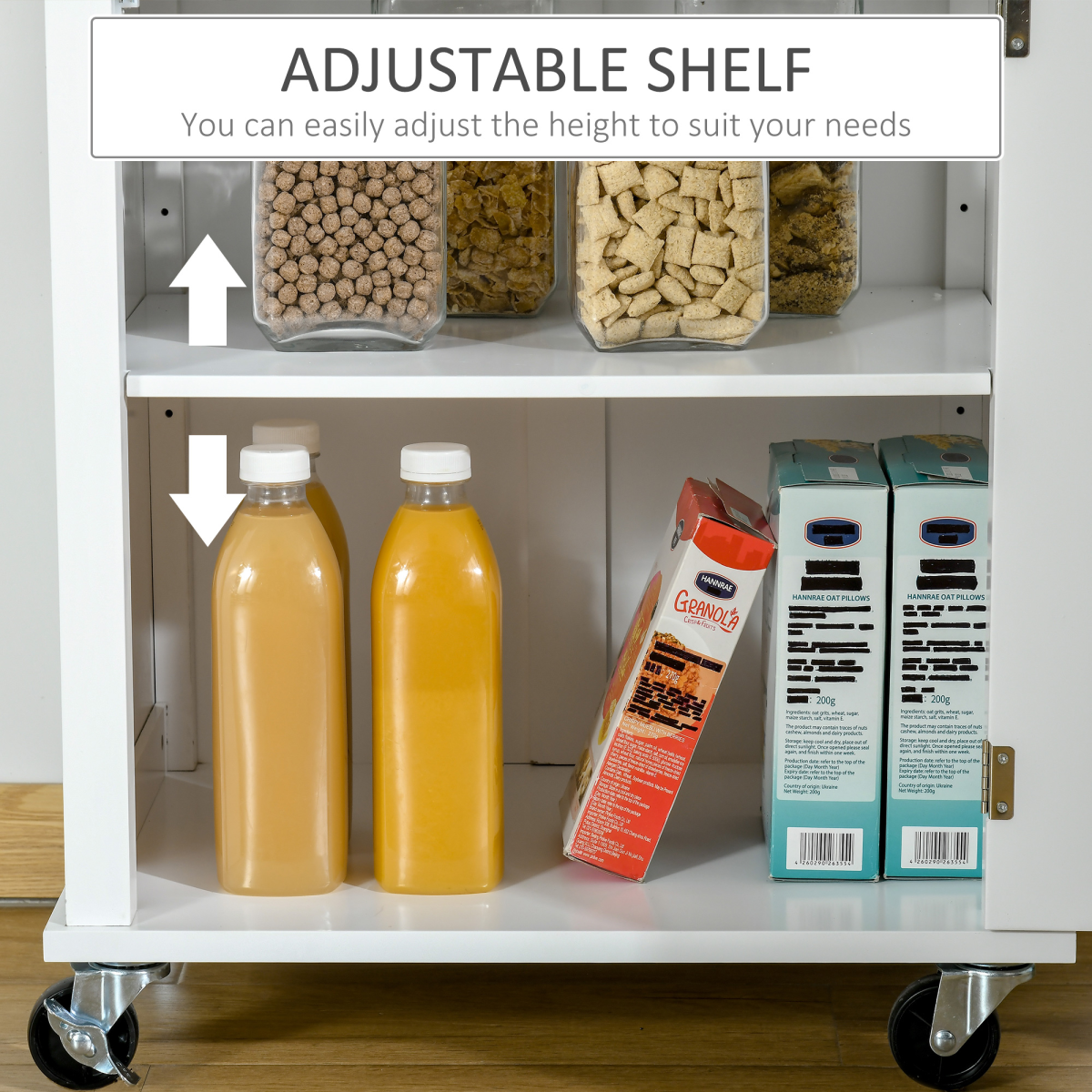 HOMCOM White Rolling Kitchen Island Cart with Drawer and Towel Rail