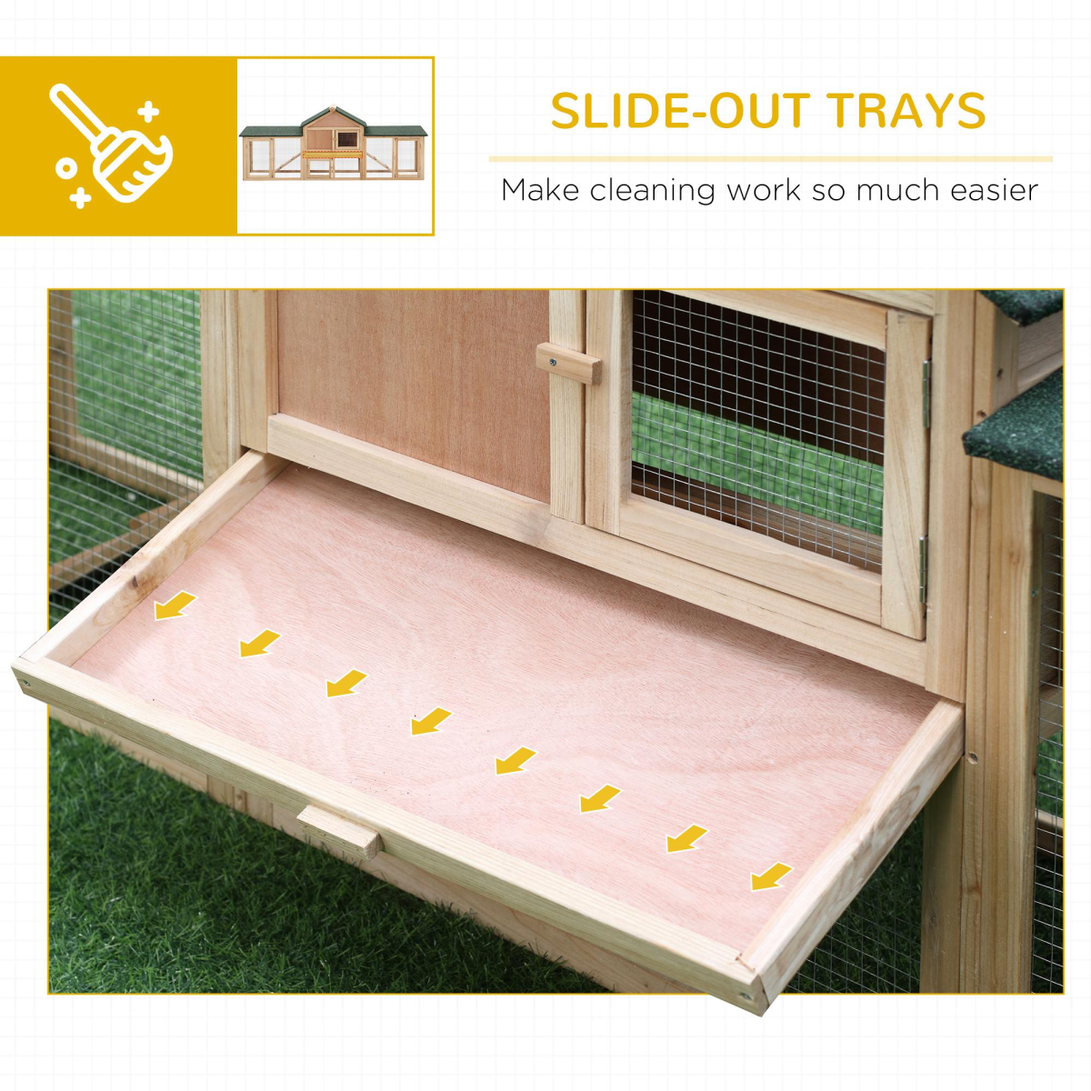 Wooden Indoor Rabbit Hutch House-Style Cage with Run Area