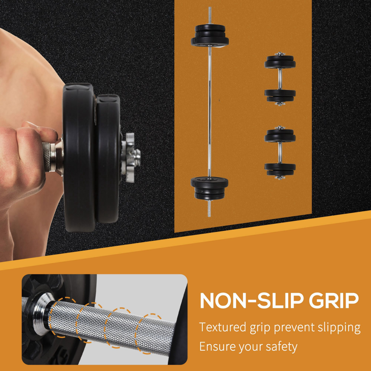 HOMCOM 65kg Adjustable Dumbbell and Barbell Set for Home Gym