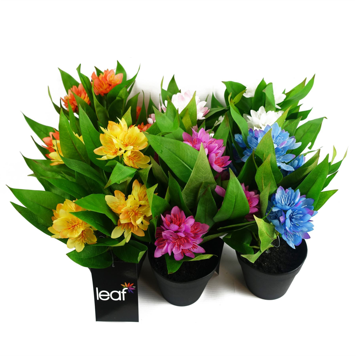 Leaf 3 x 18cm Artificial Freesia Plants, Pink, Orange & Yellow