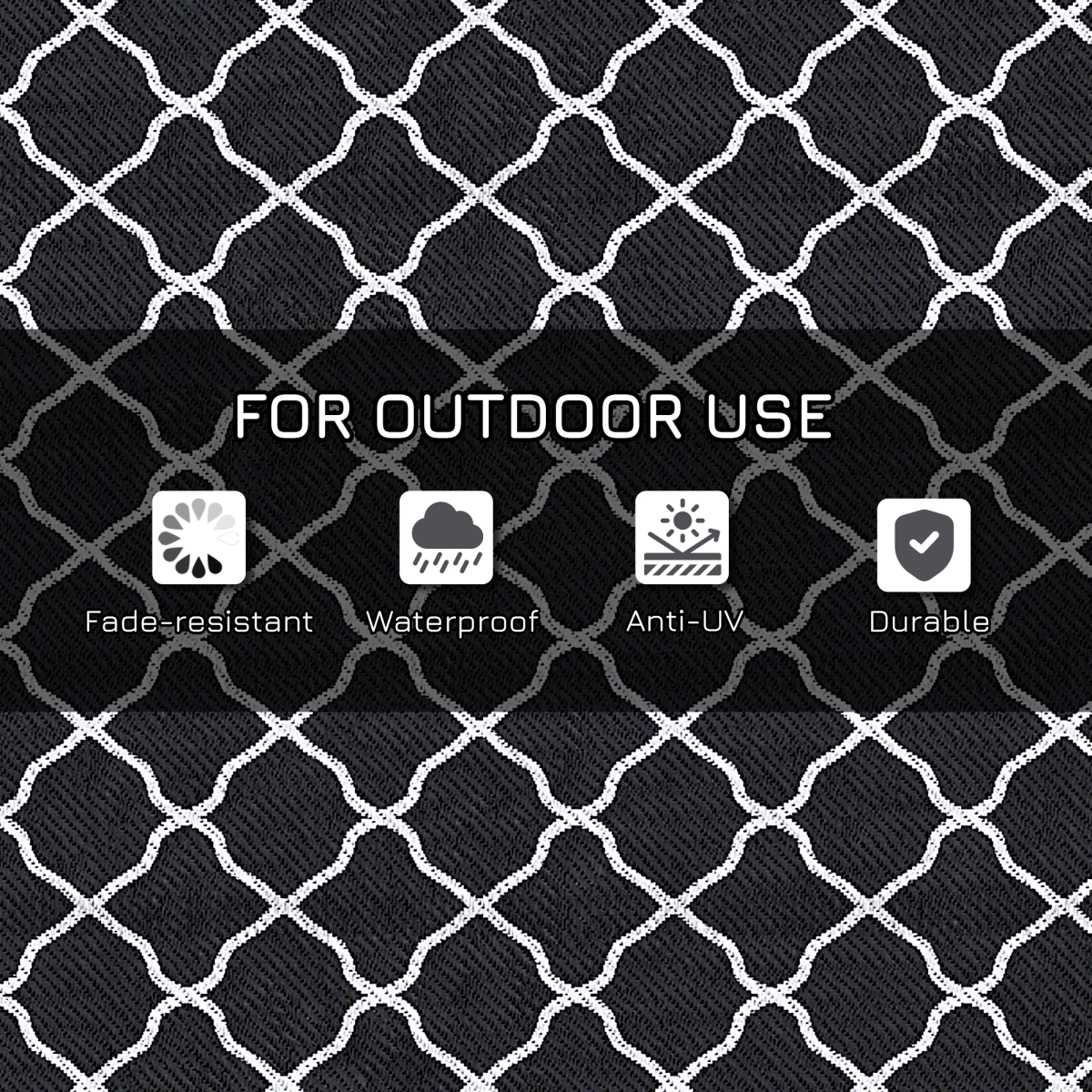 Outsunny Reversible Waterproof Outdoor Rug with Carry Bag, 182 x 274 cm, Black