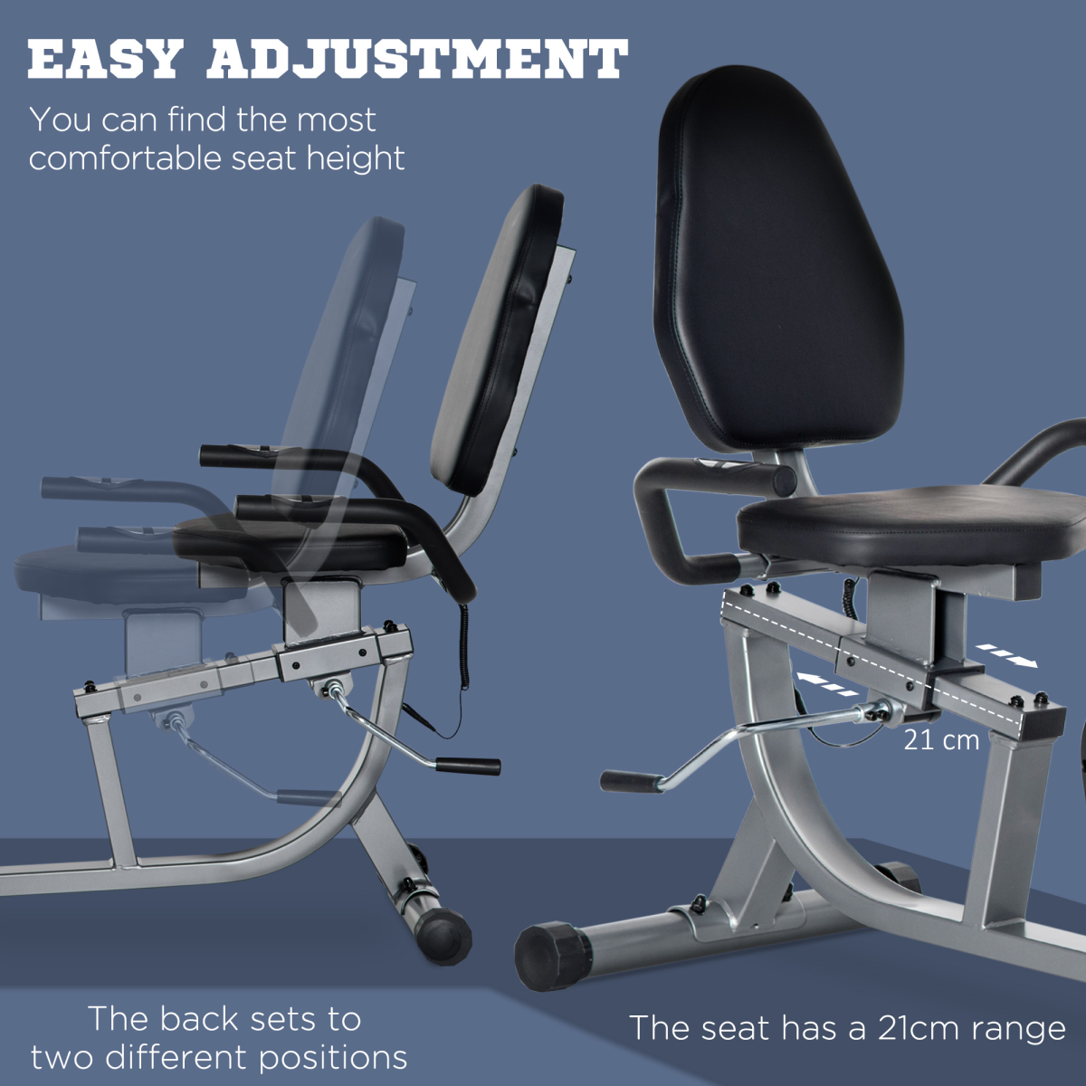 HOMCOM Semi-Recumbent Exercise Bike with LCD Display, 8-Level Magnetic Resistance