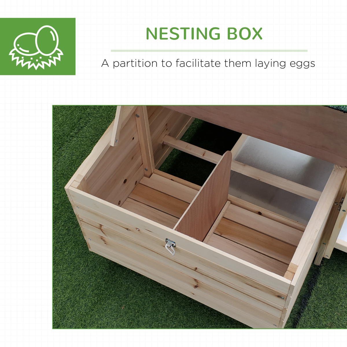 PawHut Wooden Chicken Coop with Nesting Box and Outdoor Run, Weather-Resistant Roof, Slide-Out Tray
