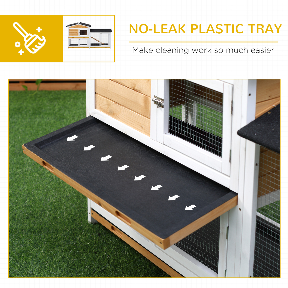 2-Tier Wooden Rabbit Hutch Outdoor Pet Cage with Ramp and Slide-Out Trays PawHut
