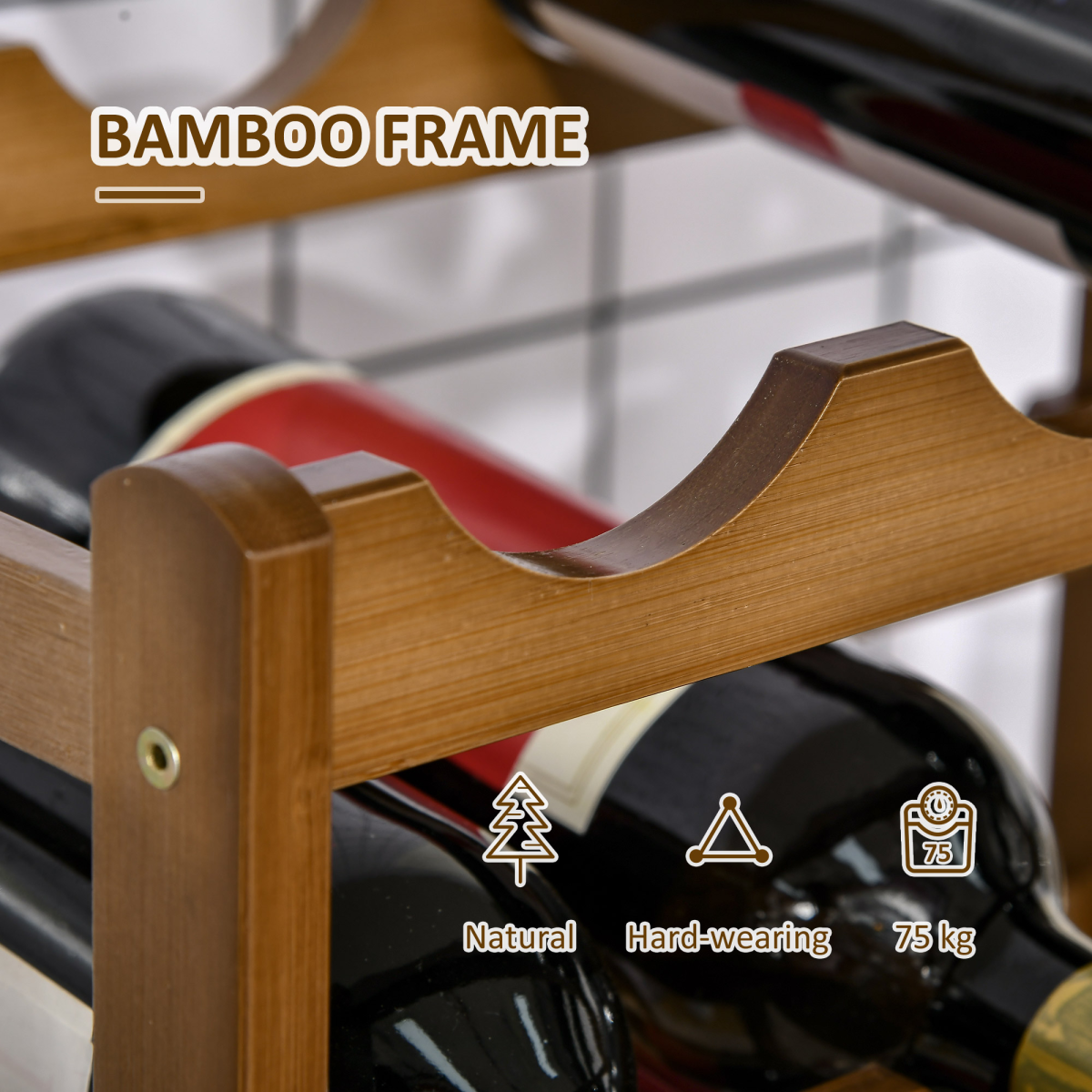 Bamboo 16-Bottle Wine Rack, 4-Tier Countertop Storage Display
