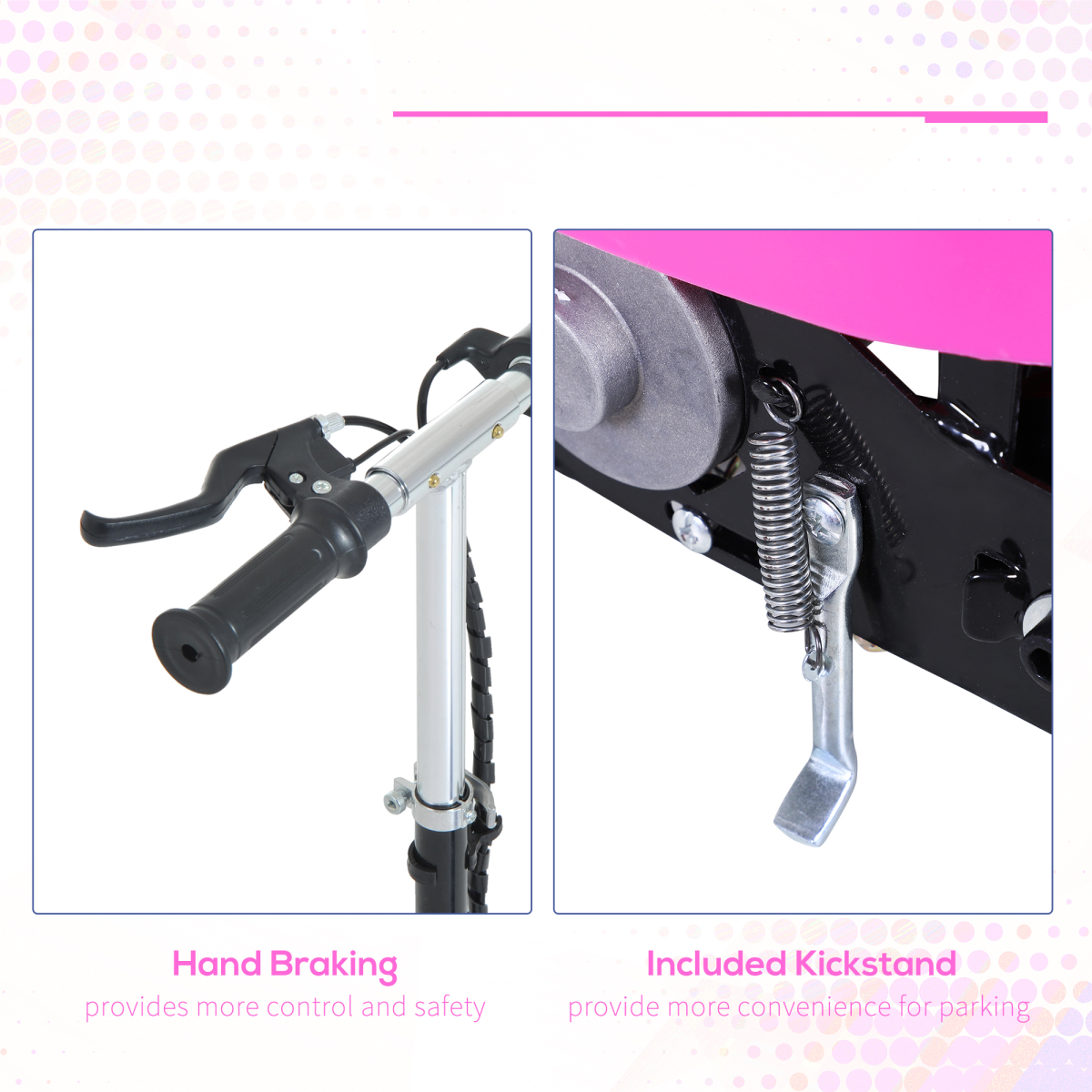 Kids Foldable Electric Scooter 120W with Adjustable Height Seat and Rear Brake