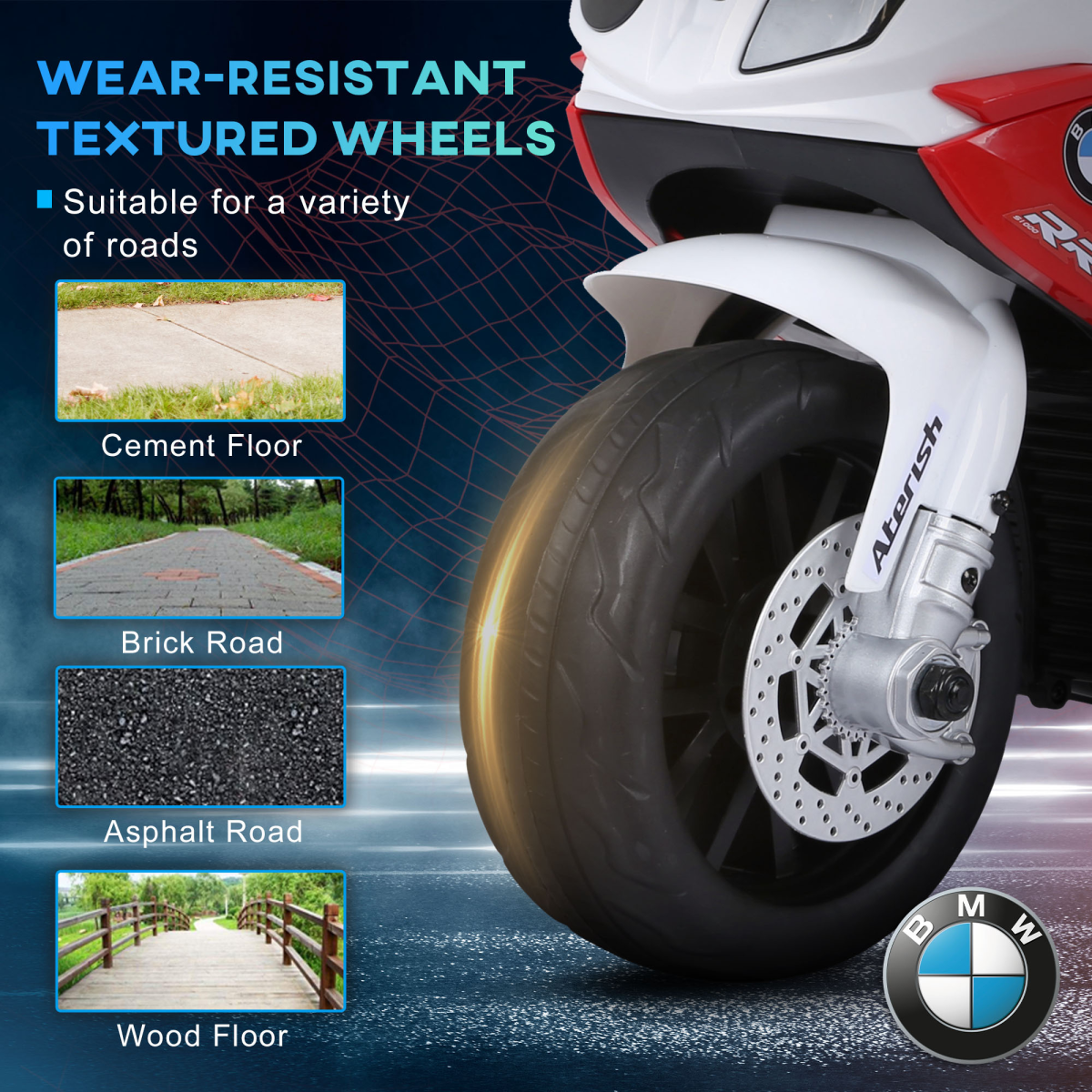 HOMCOM Electric Kids Ride On Motorcycle, BMW Licensed, Headlights, Music and Lights, 18-36 Months