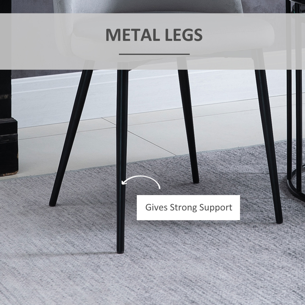 Set of 2 Modern Upholstered Grey Bucket Seat Dining Chairs